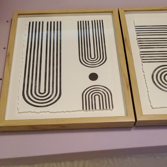 Modern Black and White Geometric Art Print Swt Of 2 - Picture 1 of 6